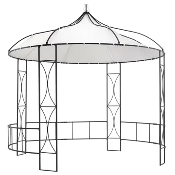 vidaXL Outdoor 9.8 x 9.5 Round Canopy Pavilion, UV & Water-Resistant, White & Black