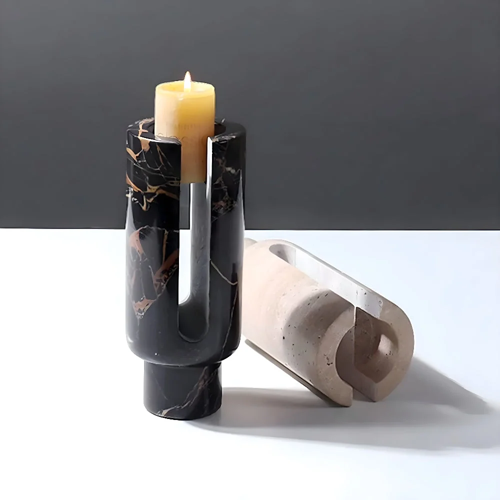 Candle Holder Geometric Marble Votives & Tapers Compatible - Image 3