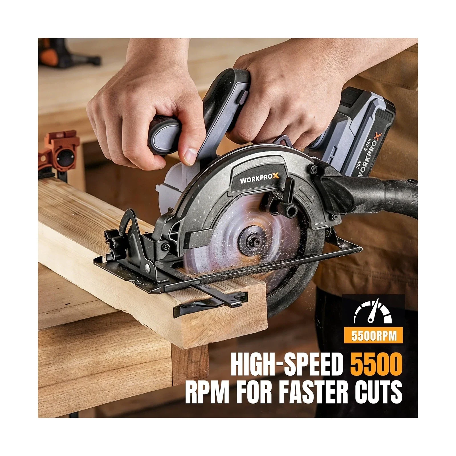 WORKPROX 20V Brushless Cordless Circular Saw 6-1/2", 5500RPM Power Saw for Wood & PVC Cutting - Image 3