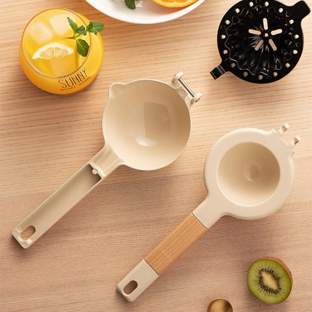 Manual Citrus Squeezer Double-Layer Stainless Steel Wood Handle - Image 2