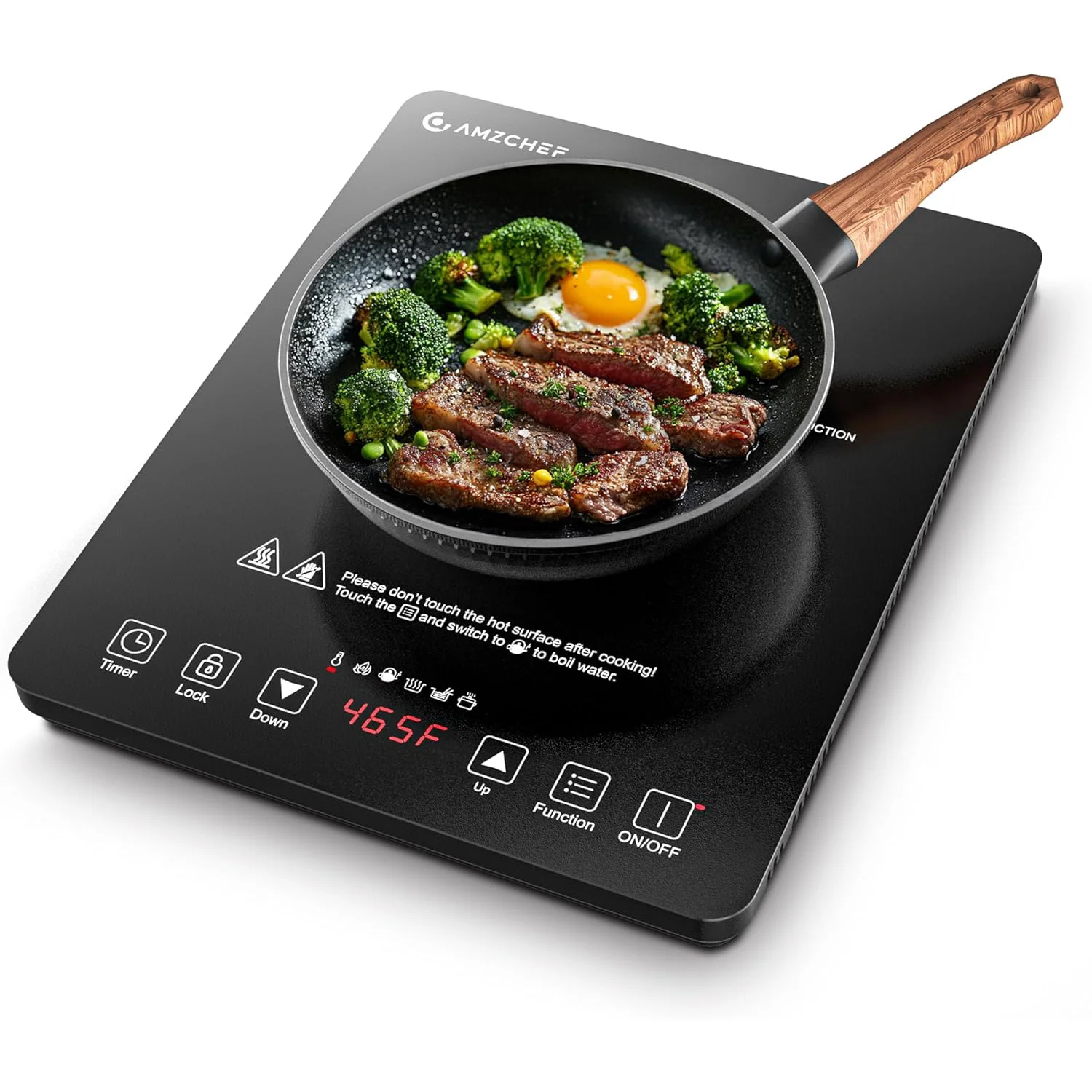 AMZCHEF 1800W Portable Induction Cooktop with Timer 1
