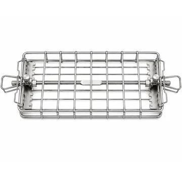 BBQ Rotisserie Basket in Stainless Steel for Various Spit Rod Sizes