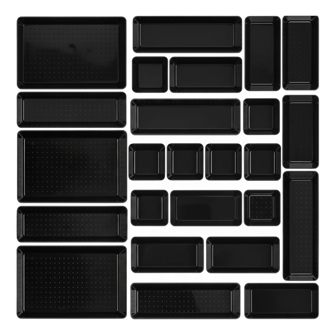 25-Piece Storage Tray Set for Organizing Plastic Drawers in 4 Sizes - Image 5