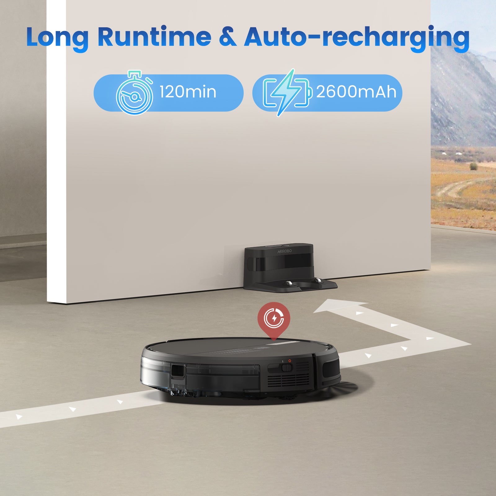 AIRROBO G60 3 in 1 Robot Vacuum and Mop Combo with Smart App&Voice Control,2 in 1 Tank for pet hair - Image 9