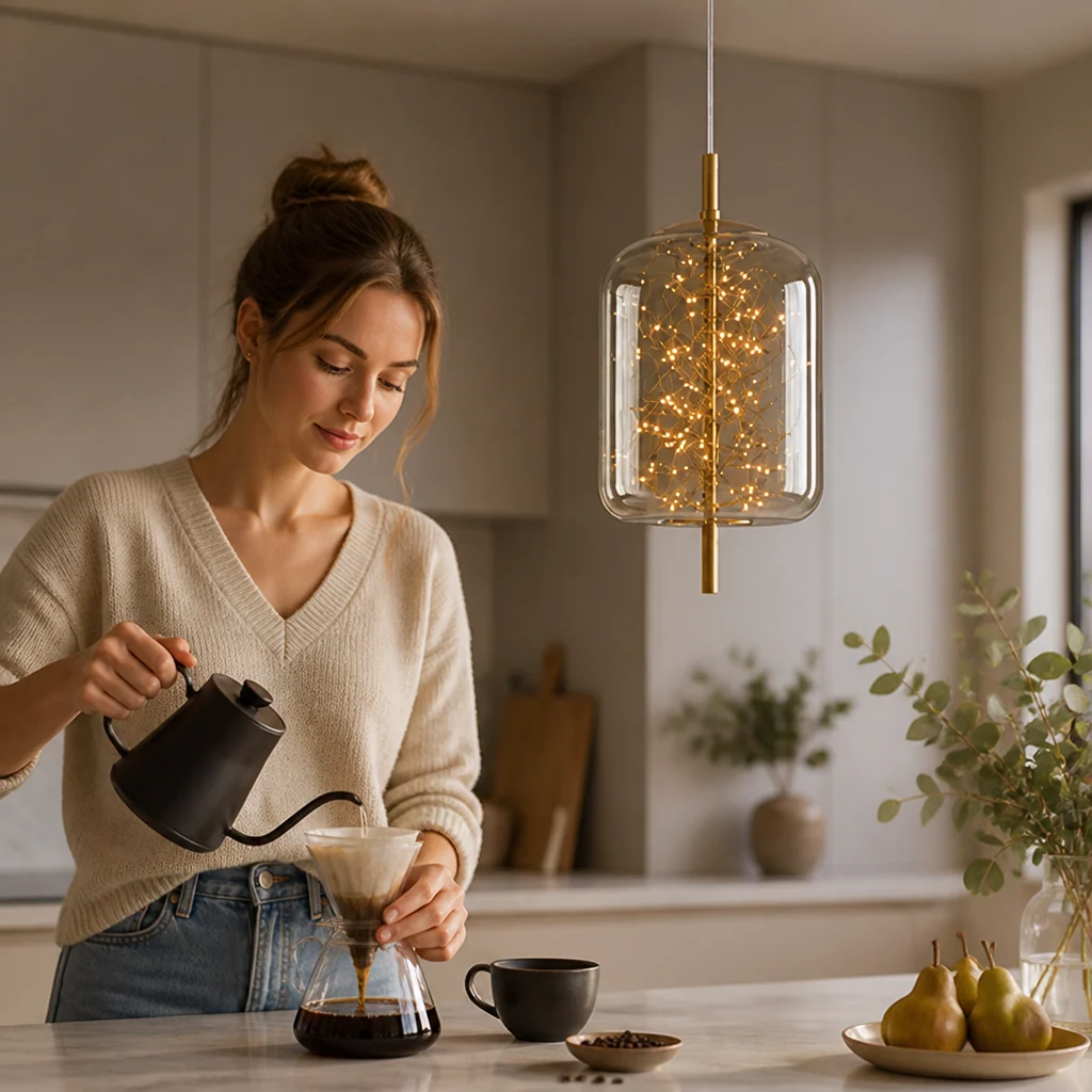 Pendant Light Energy-Efficient LED Smoky Glass Adjustable Wire - Image 3