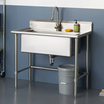 TRINITY 32' x 16' Stainless Steel Utility Sink with Pull-out Faucet