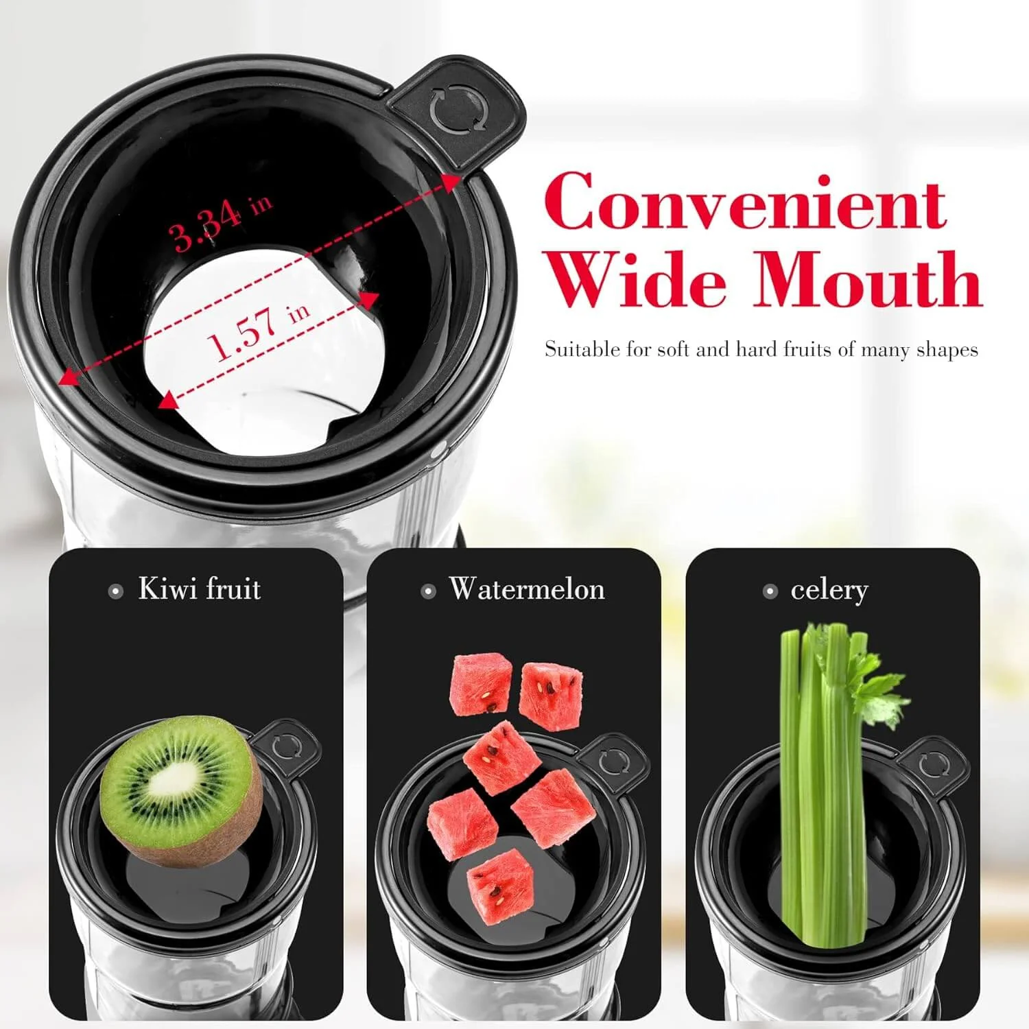AMZCHEF Compact Slow Masticating Juicer 3" Wide Chute Black 2
