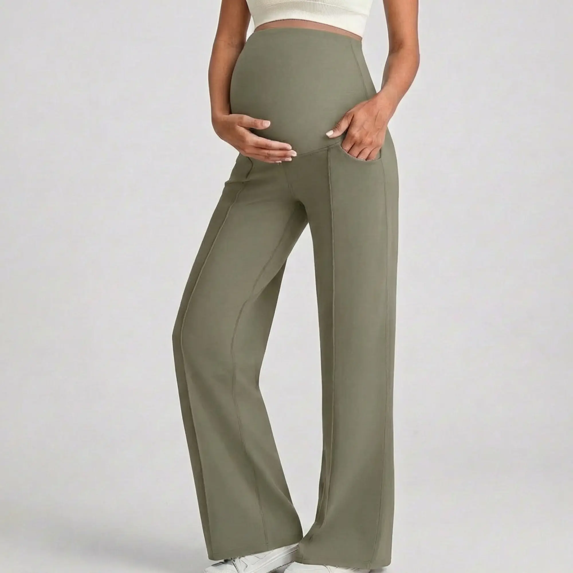Yoga Pants with Flared Legs in Cloud Design - Image 4