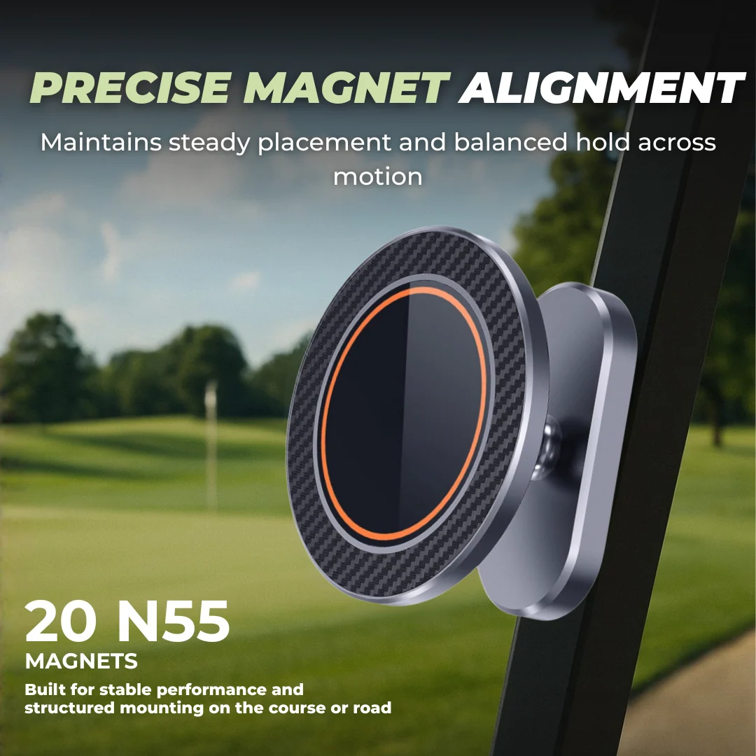 Magnetic Aluminum Phone Mount for Golf Carts and Metal Surfaces
