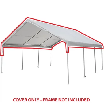King Canopy 18 ft x 20 ft White Drawstring Carport Canopy Cover