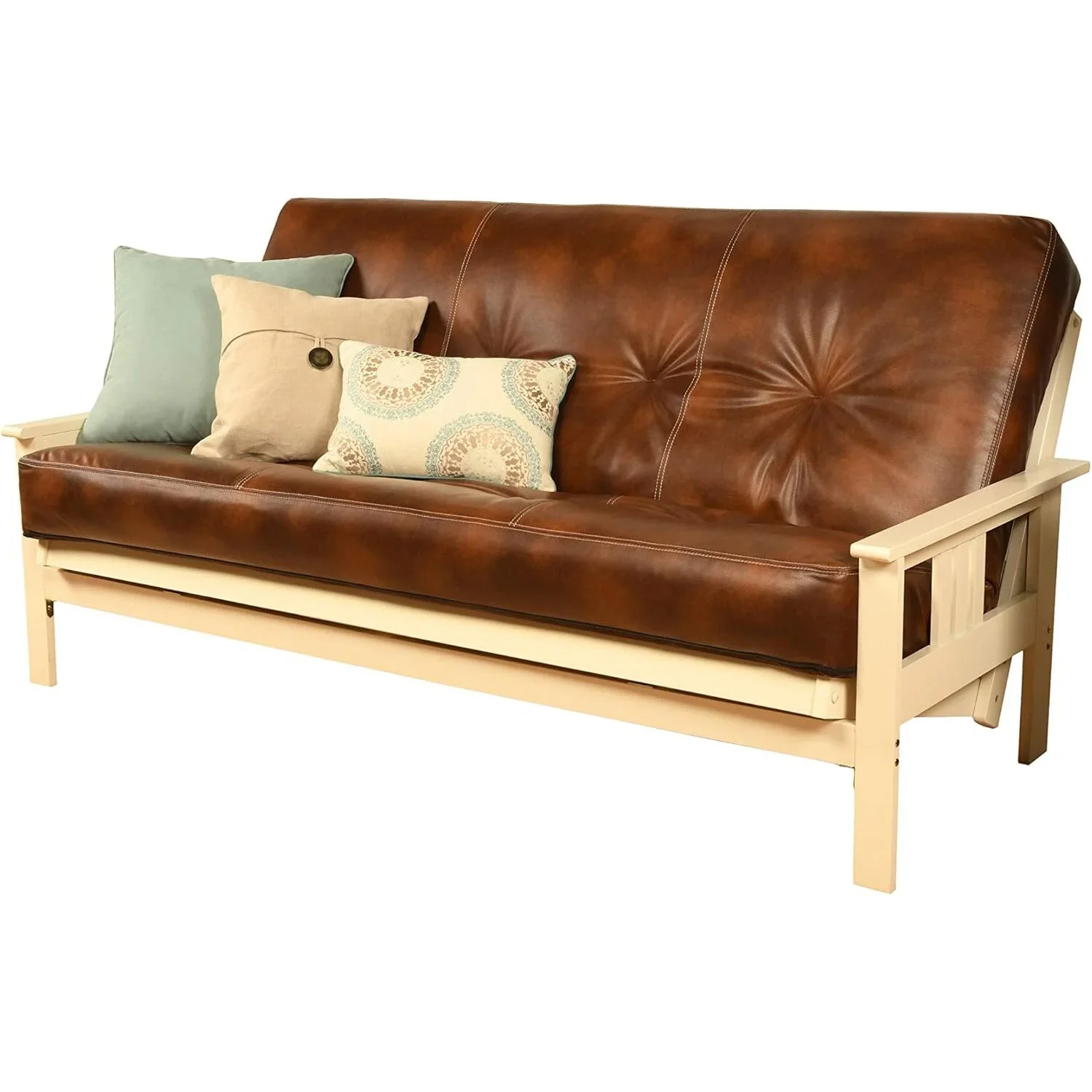 Homestock African Artifacts Full Size Futon Frame Set with Mattress, Easily Converts to Bed, Versatile Design Futon Frame for All Spaces, 33"H x 79"L x 37"D-Color:Linen Charcoal,Size:Barbados - Image 148
