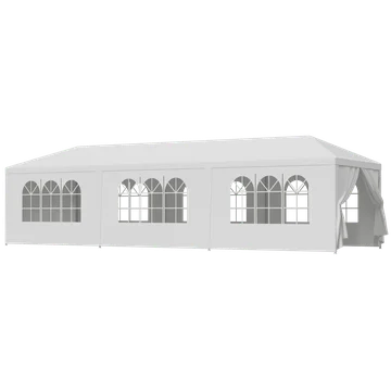 ZENSTYLE Patio Wedding Party Tent Set White Waterproof Canopy - 10 x 30' White