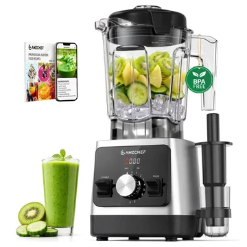 AMZCHEF Smoothie Blender 6 Titanium Blades 68oz Self Cleaning