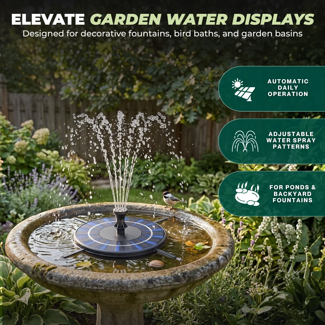 1.4W Solar Bird Bath Fountain Pump with Adjustable Brackets