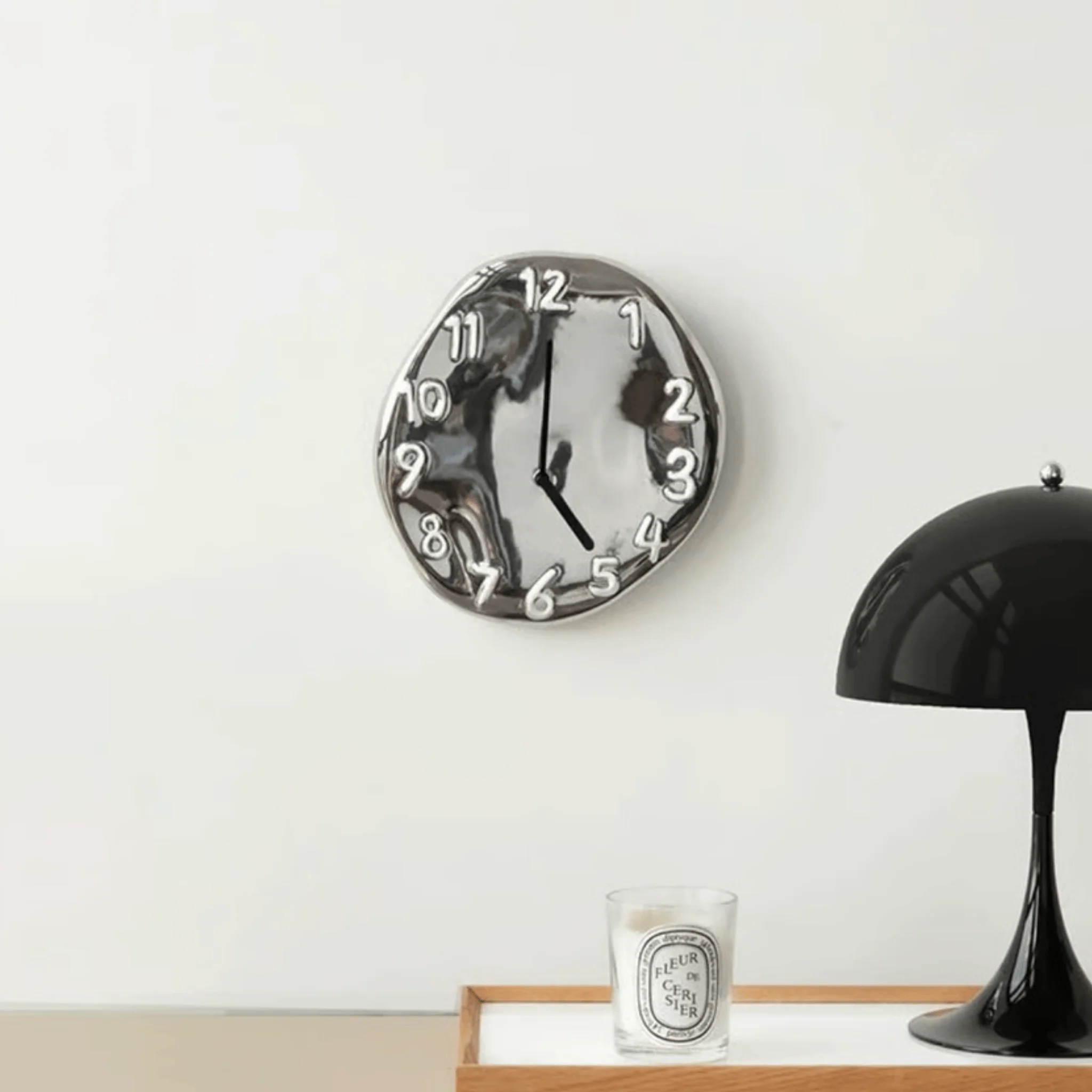 Elegant Ceramic Wall Clock with Polished Chrome Details - Image 4