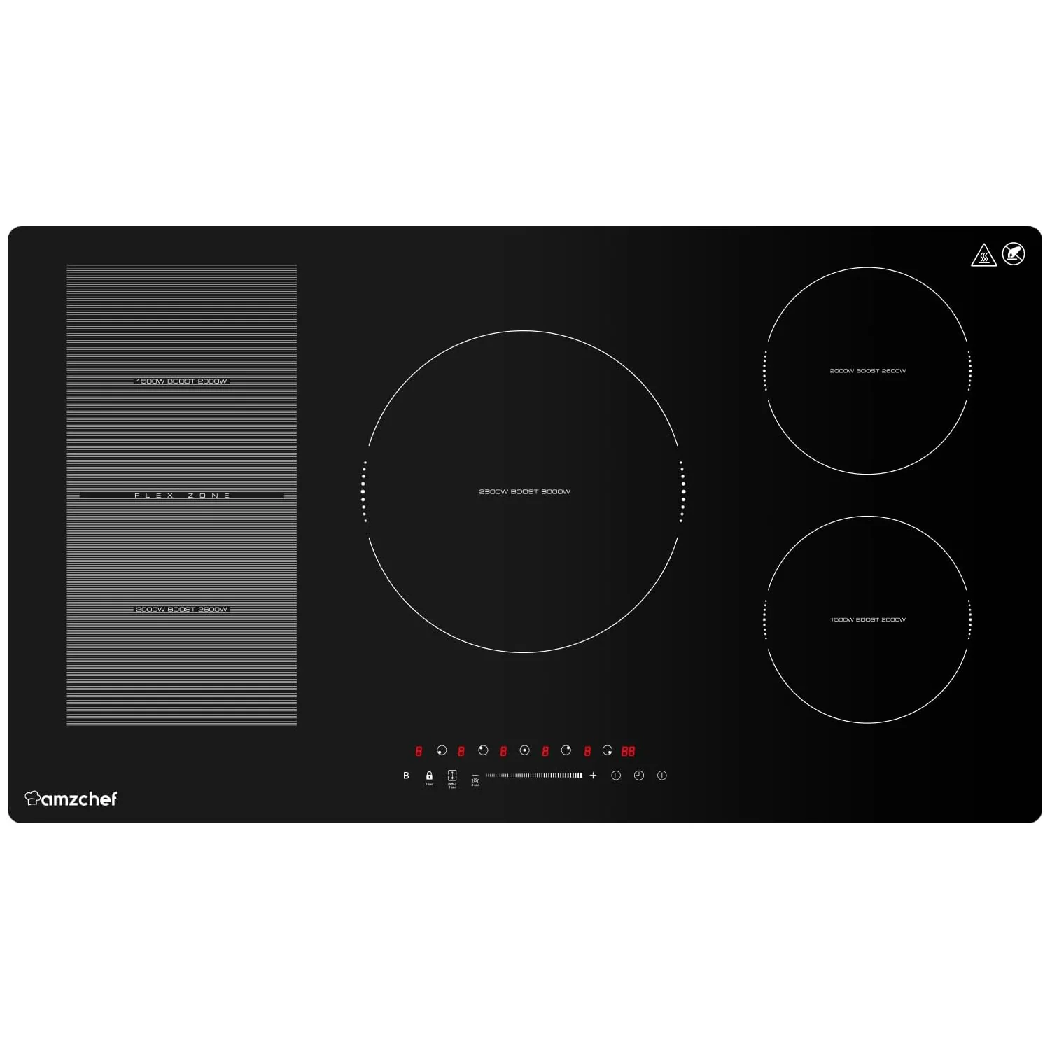 AMZCHEF 36 Inch Built-in Induction Cooktop 5 Boost Burner Including Flexi Zone 1