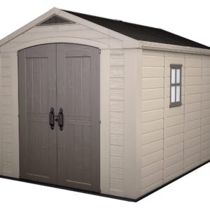Keter Factor 8 x 11 Foot All Weather Resin Outdoor Storage Shed, Taupe