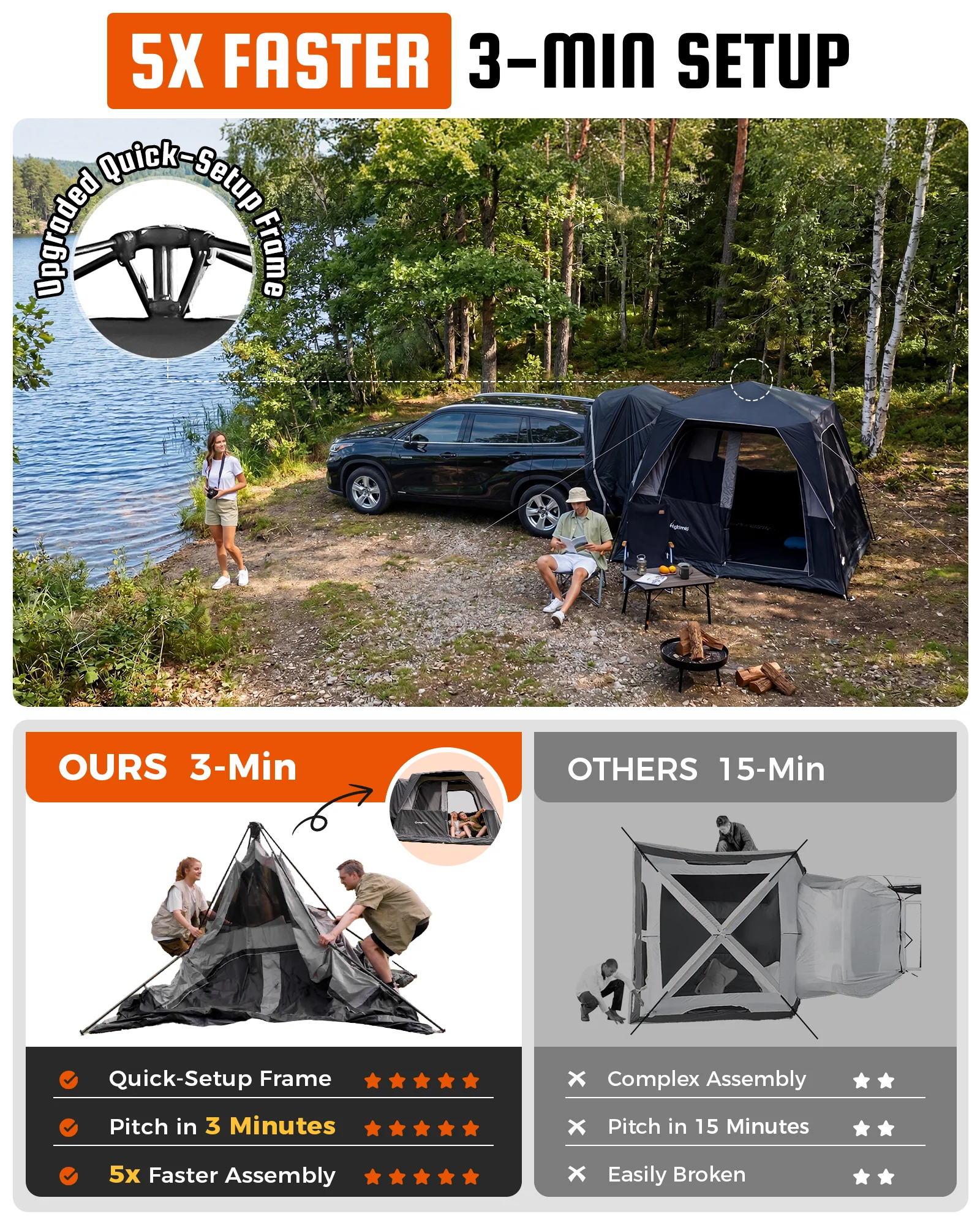 KingCamp BOUNDLESS X3 Car Camping Tent