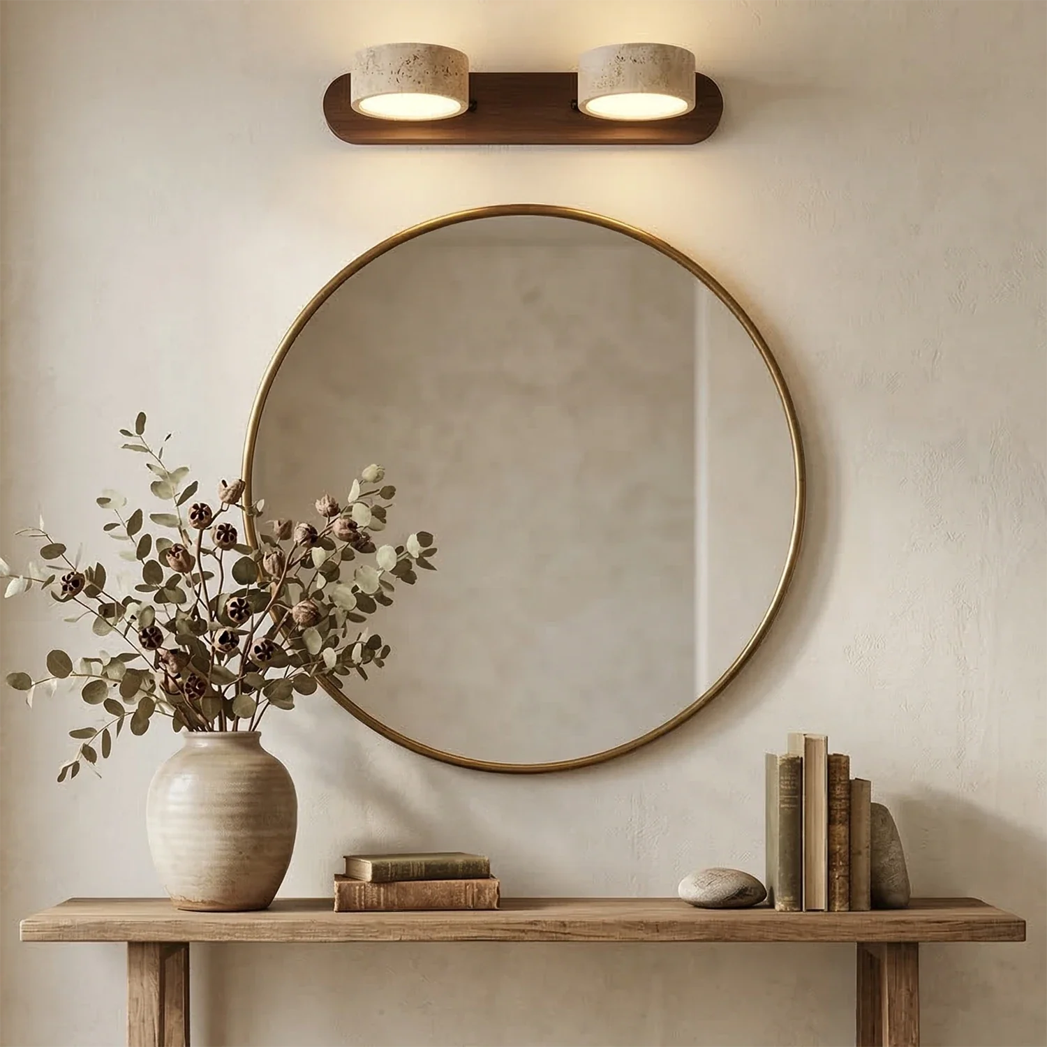 Elegant Adjustable LED Wall Light with Natural Stone Shades - Image 10