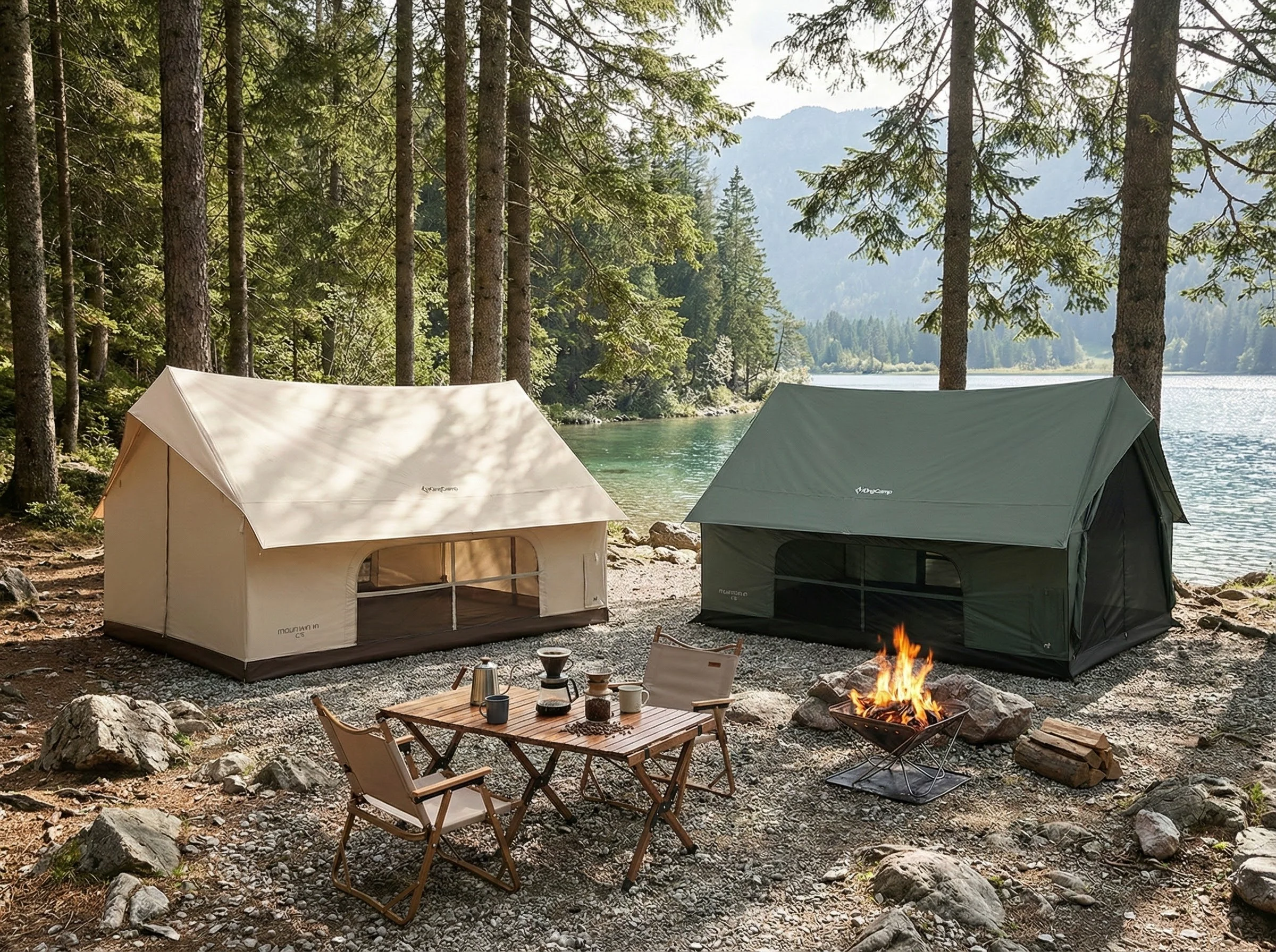 KingCamp MOUNTAIN IN C5 Cabin Tent with Stove Jack & AC Port