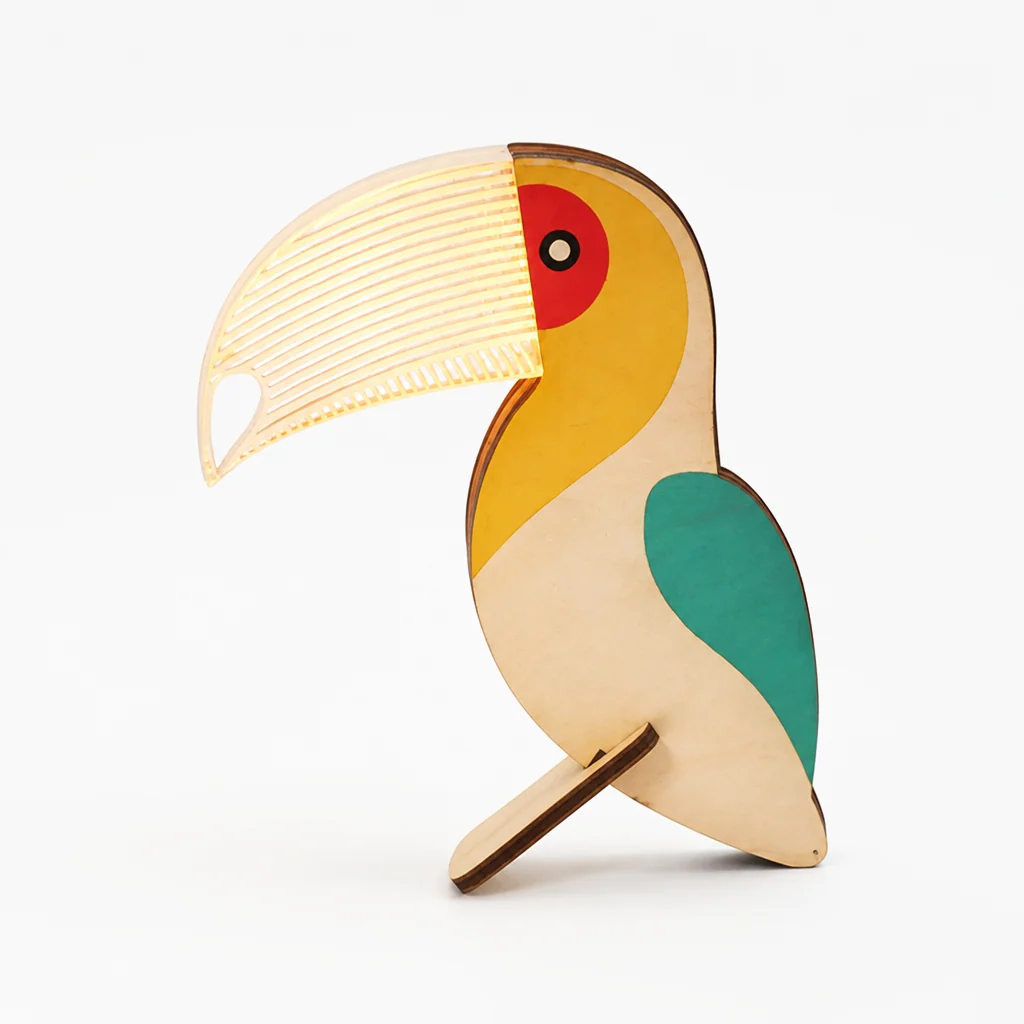 Handcrafted Wood Soft LED Animal Night Lamp (USB-Powered)