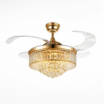 Ceiling Fan Crystal Shade Dimmable LED Quiet Motor