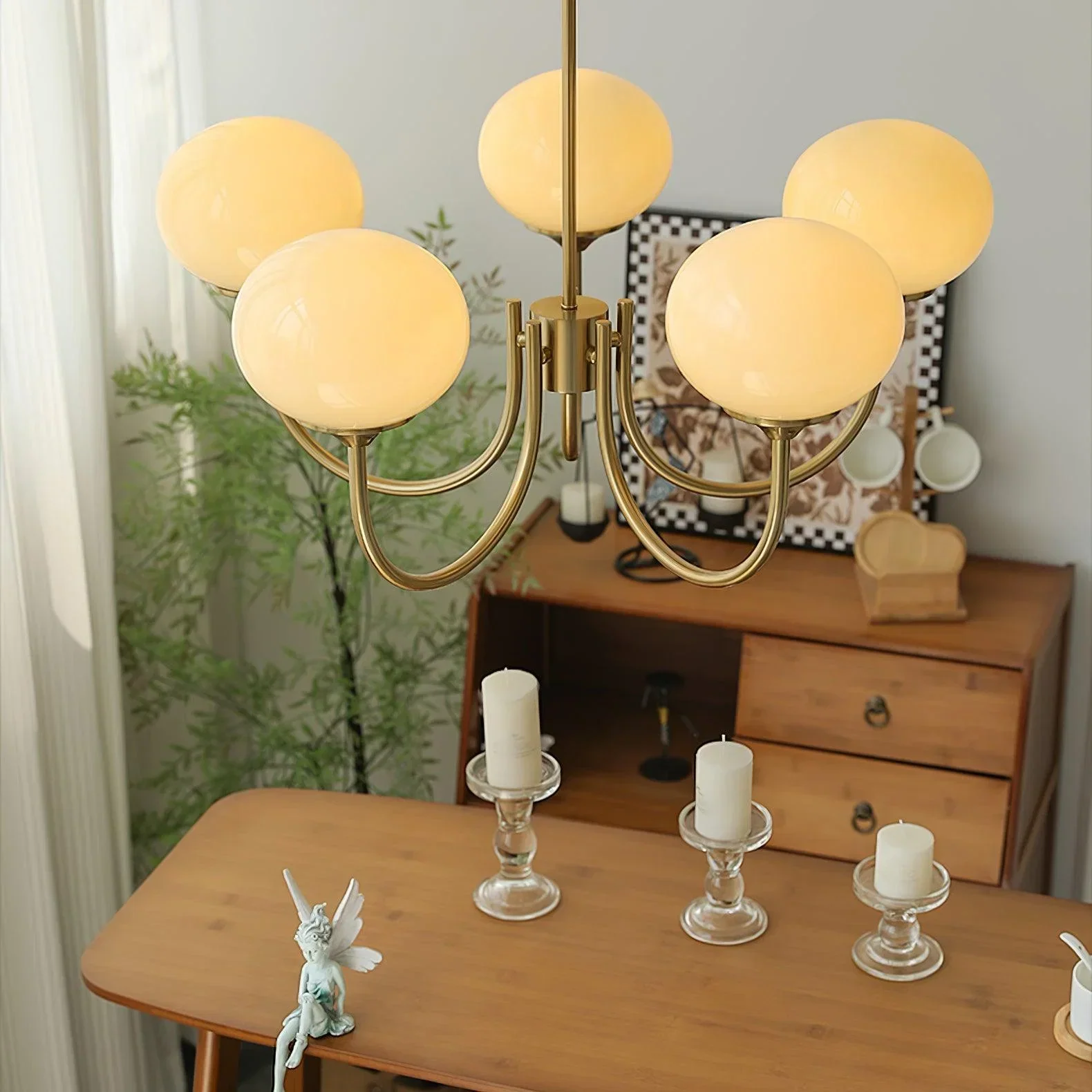 Chic Pastel Pink Ceiling Fixture with Gold Accents - Image 7