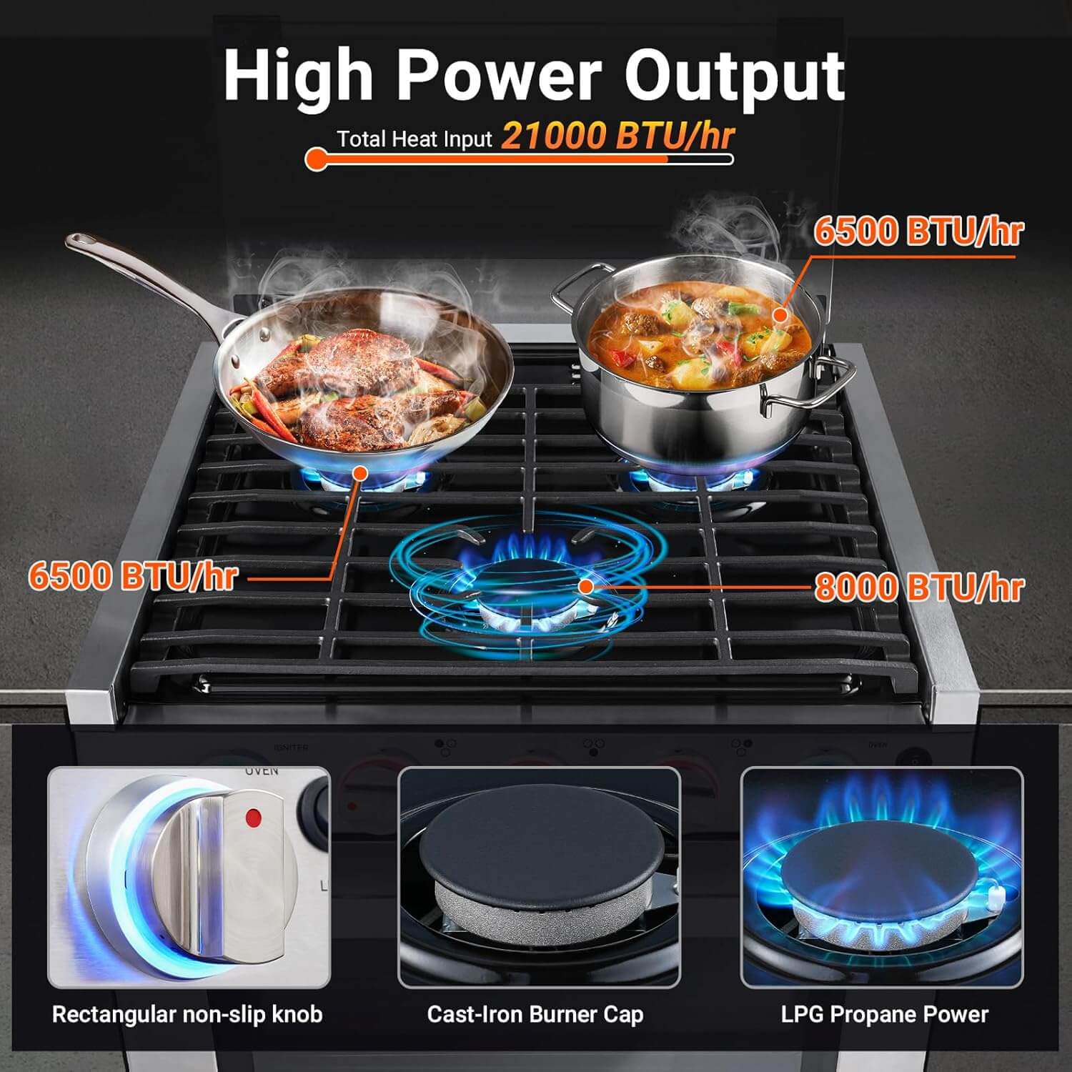 AMZCHEF 2-in-1 Gas Oven Stove with 3 Burners 1.24 Cu.Ft for RV 4