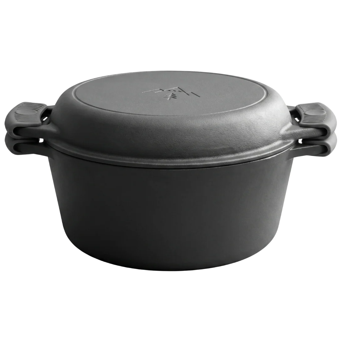 Cast Iron Dutch Oven Set with Skillet Lid – Pre-Seasoned 2-in-1