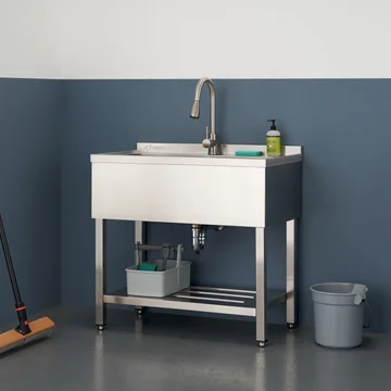 TRINITY 30' x 14' Basin Stainless Steel Utility Sink with Pull-down Faucet