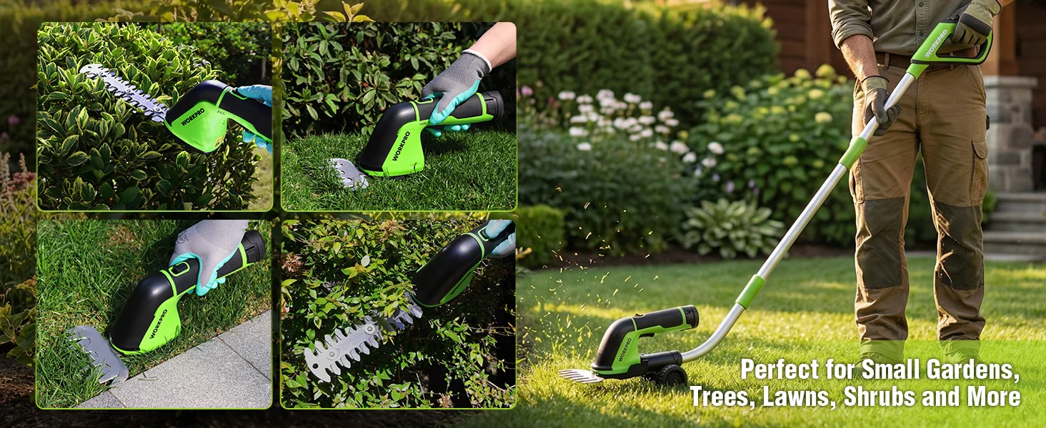 Garden tool innovation and quality high-quality affordable secure durable convenient, shown trimming hedges and grass