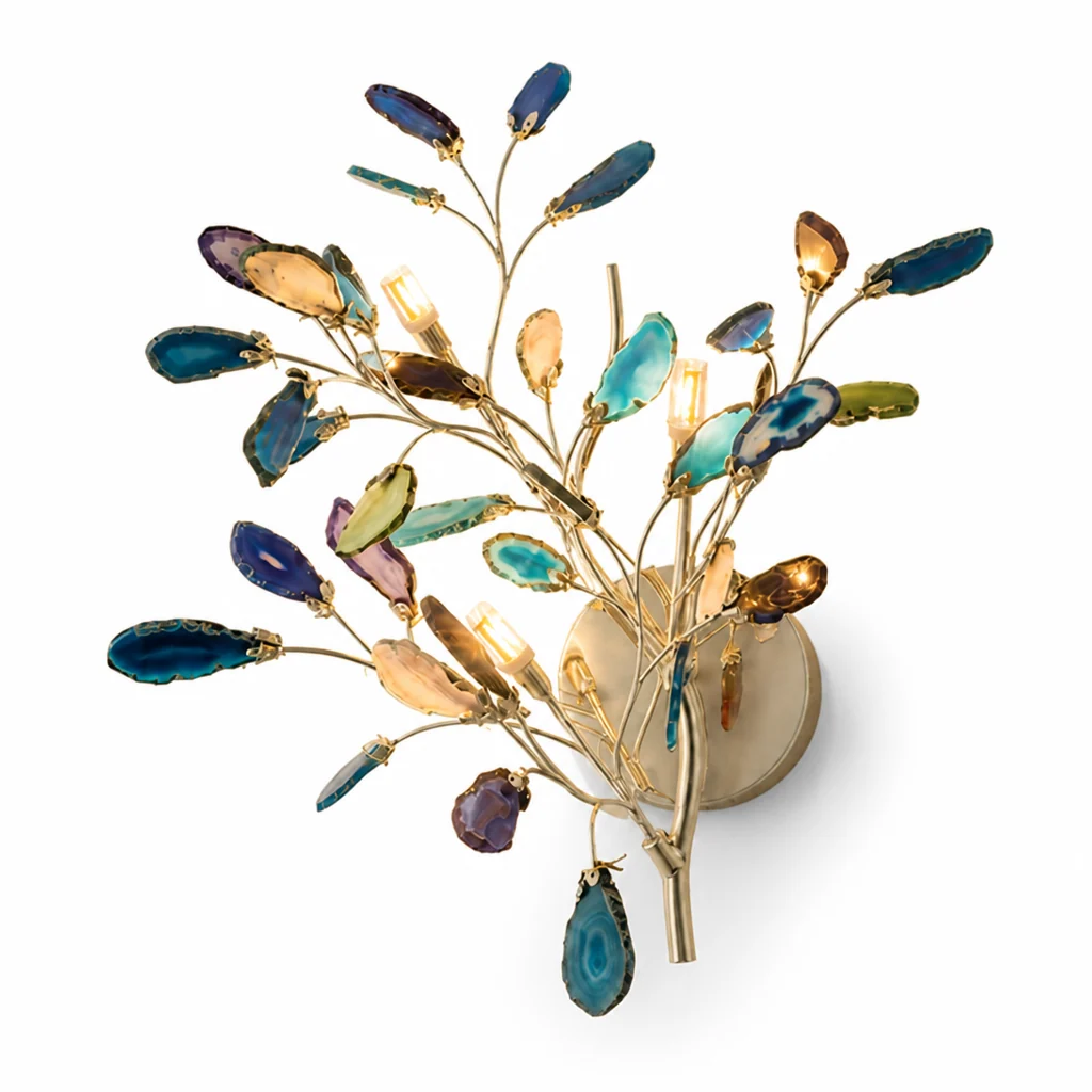 Wall Light Natural Agate Metal Frame Hardwired - Image 13