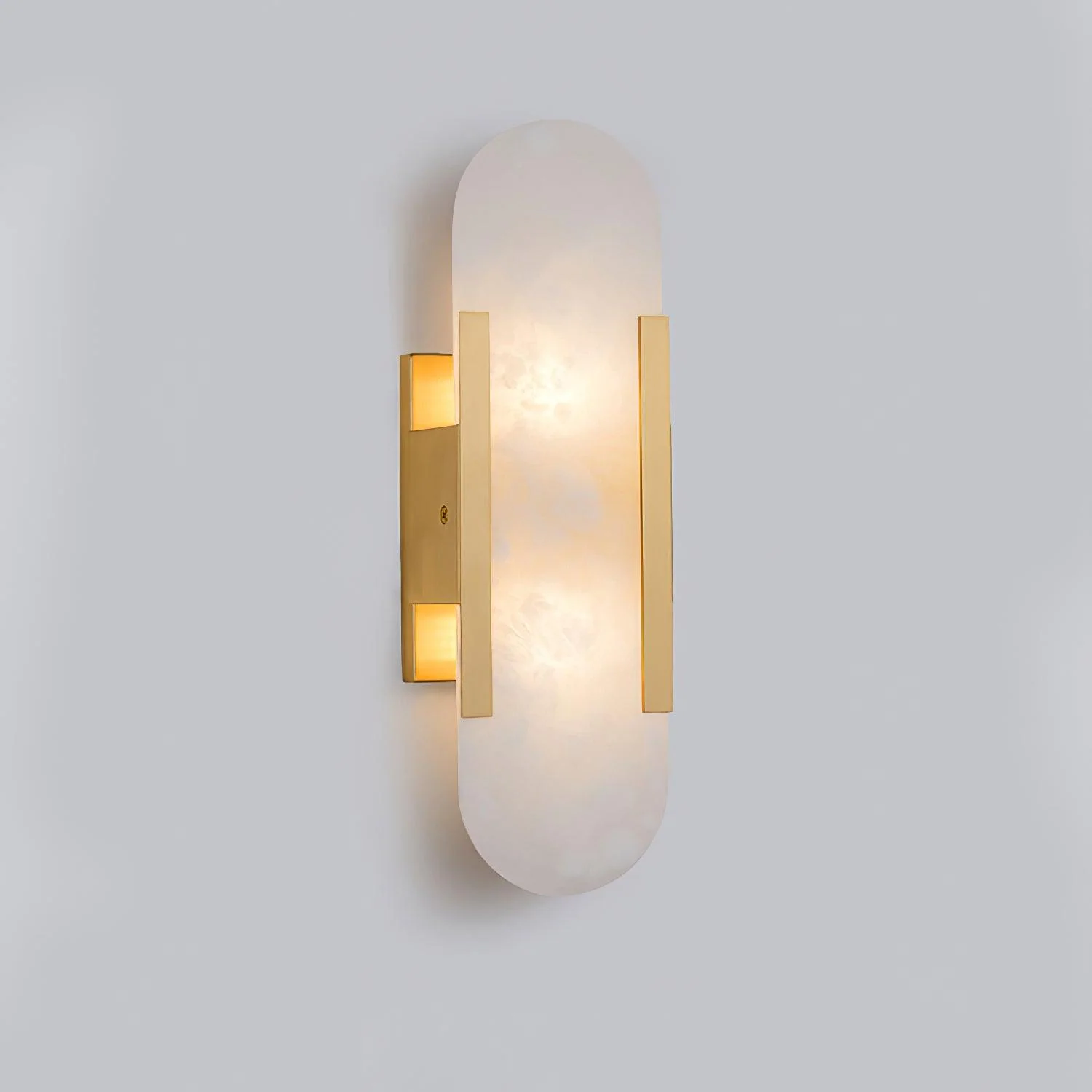 Artisan Alabaster Wall Light with Elegant Brass Accents - Image 5