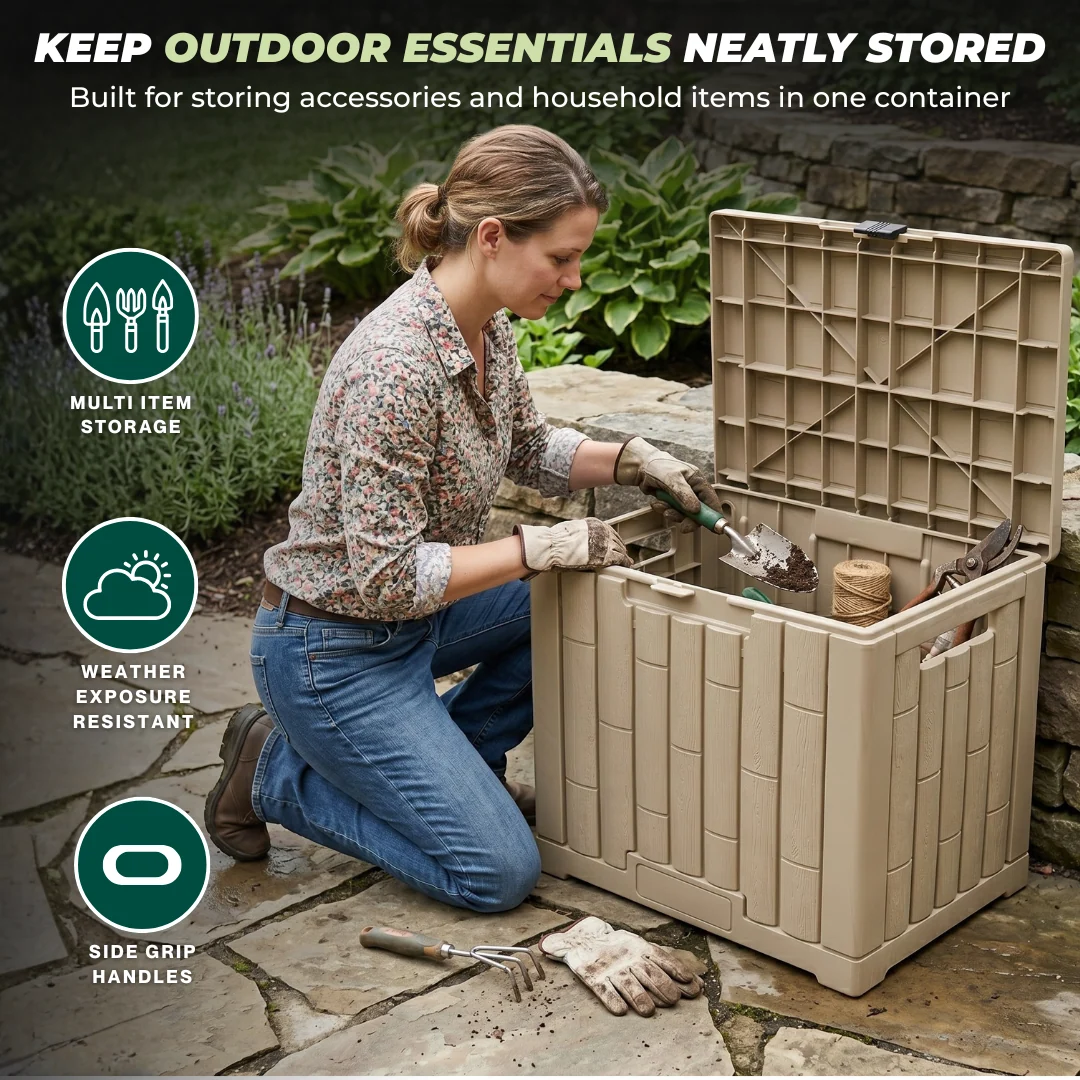 120L Resin Storage Box with Hinged Lid and 330 lb Top Load Rating