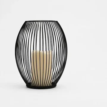 Candle Holder Cage Design Matte Black 3 Sizes