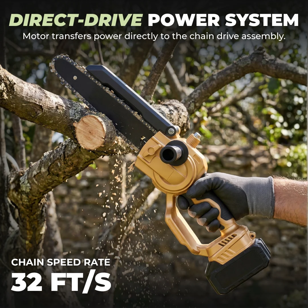Cordless Battery Mini Chainsaw Chain Speed 32 ft/s Cutting System