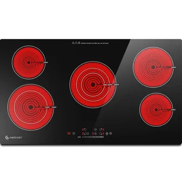 AMZCHEF 36" Upgraded 8900W Electric Cooktop 5 Burner Touch Control Built-in Ceramic Stove