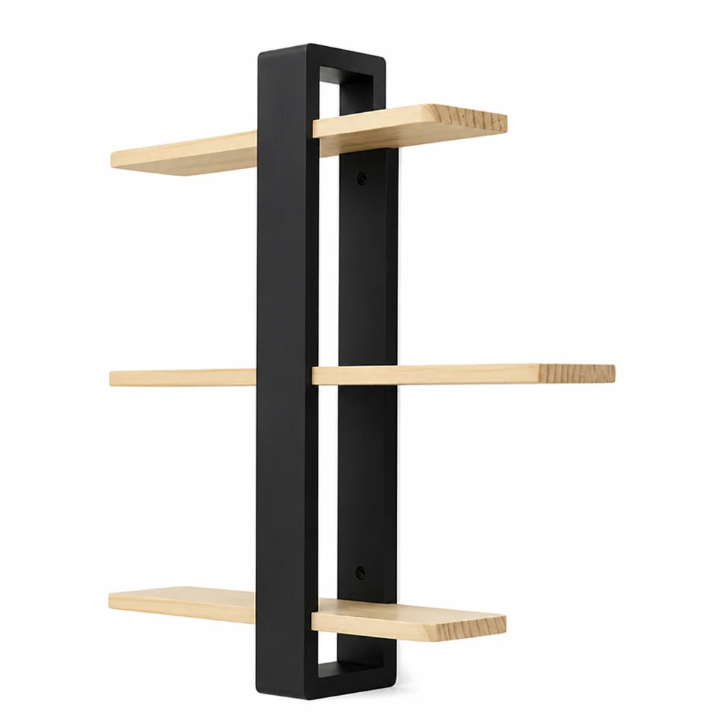 Wall-Mounted Pine Wood Wall Shelf (3-Tier)