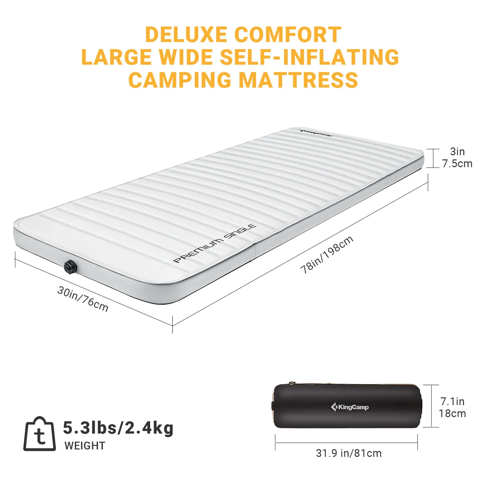 KingCamp PREMIUM Self Inflating Foam Sleeping Pad Double/Single - Image 65