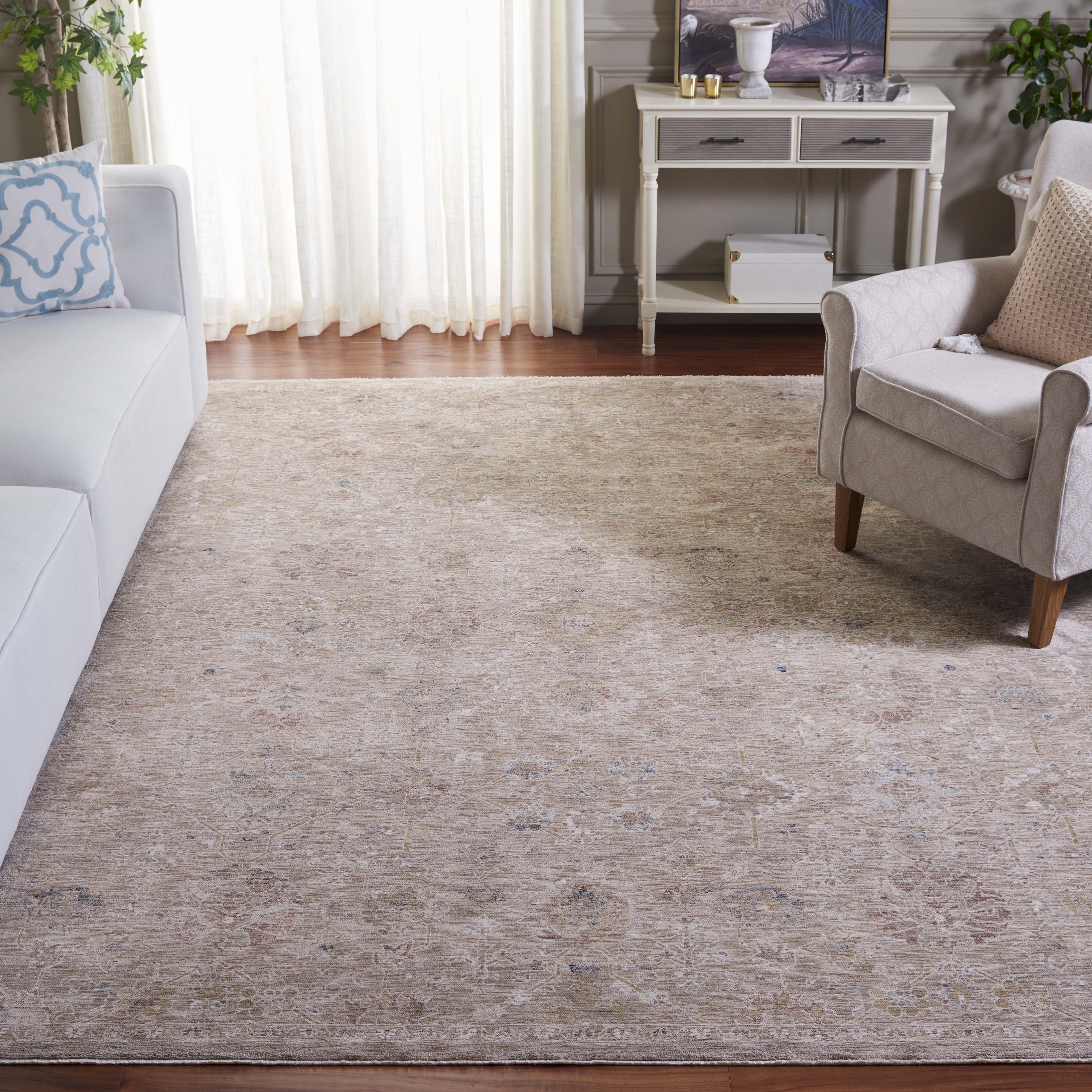 SAFAVIEH Autumn Freeman Floral Area Rug, Beige/Ivory Blue, 8' x 10' - Image 2