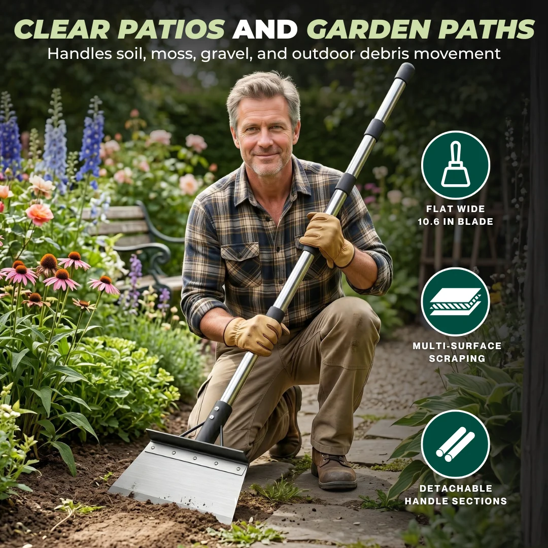 Multifunctional Garden Shovel Scraper with Adjustable Steel Handle
