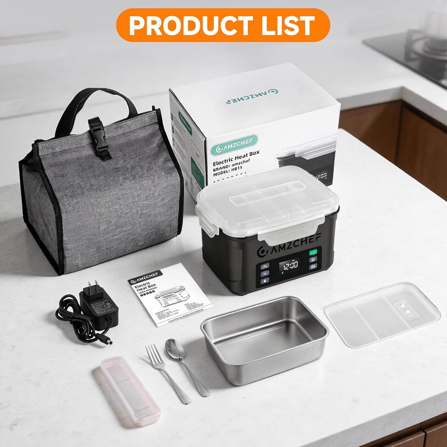 AMZCHEF Cordless Electric Heated Lunch Box-27000mAh 5-Sided Heating XL 3