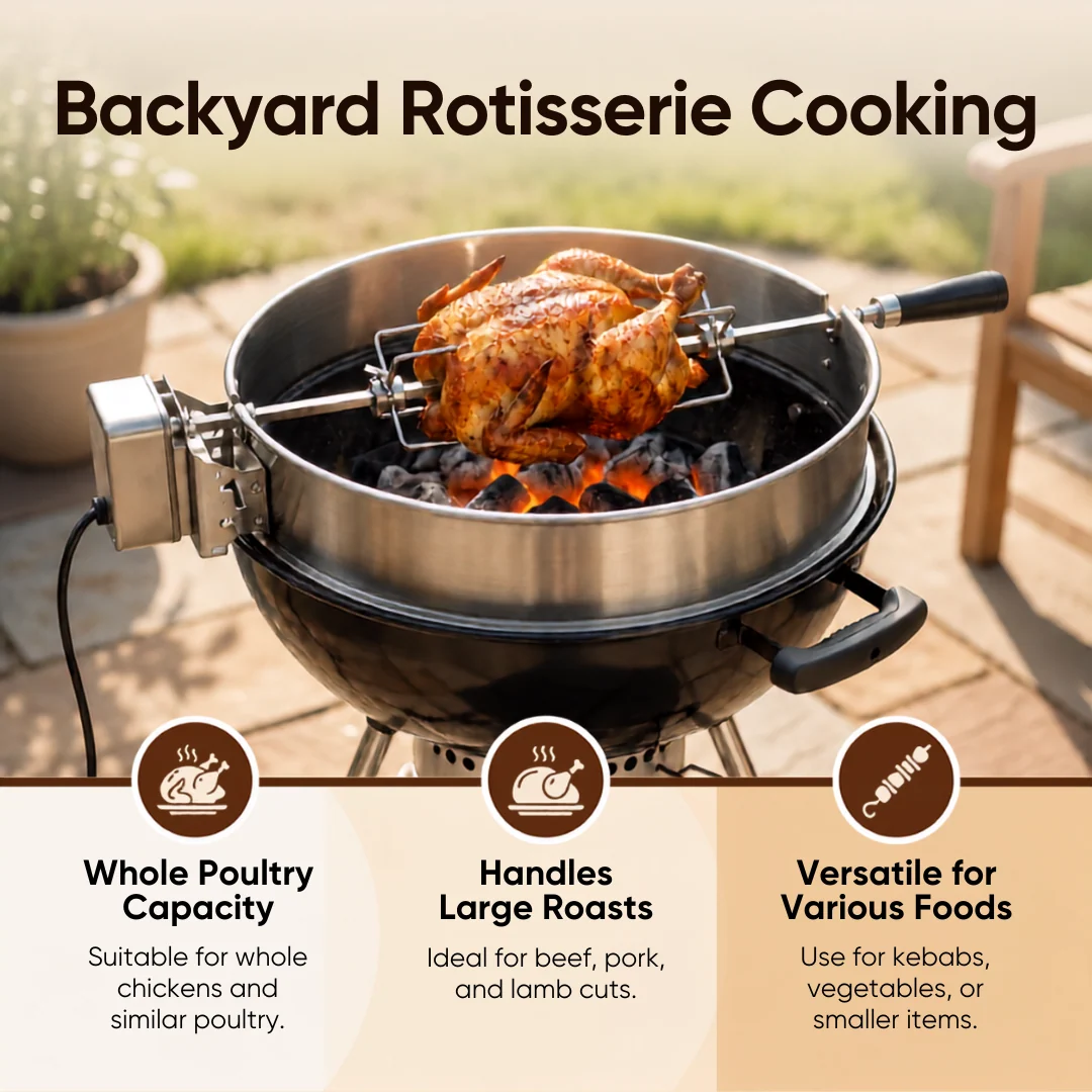 Stainless Steel Rotisserie Ring Kit for 22.5-Inch Kettle Grills