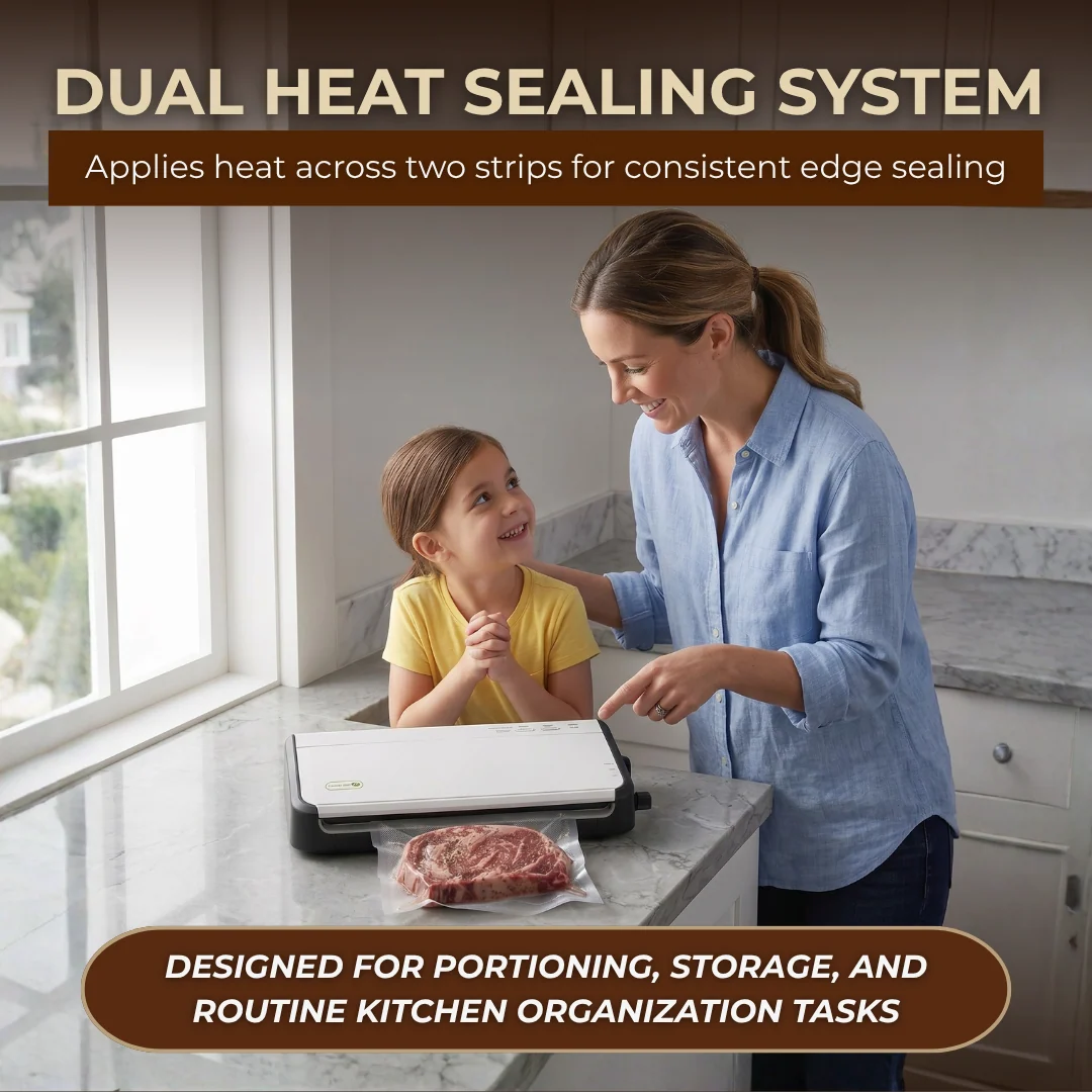 Automatic Vacuum Sealer Machine with Dual Heat Seal and Built-In Cutter