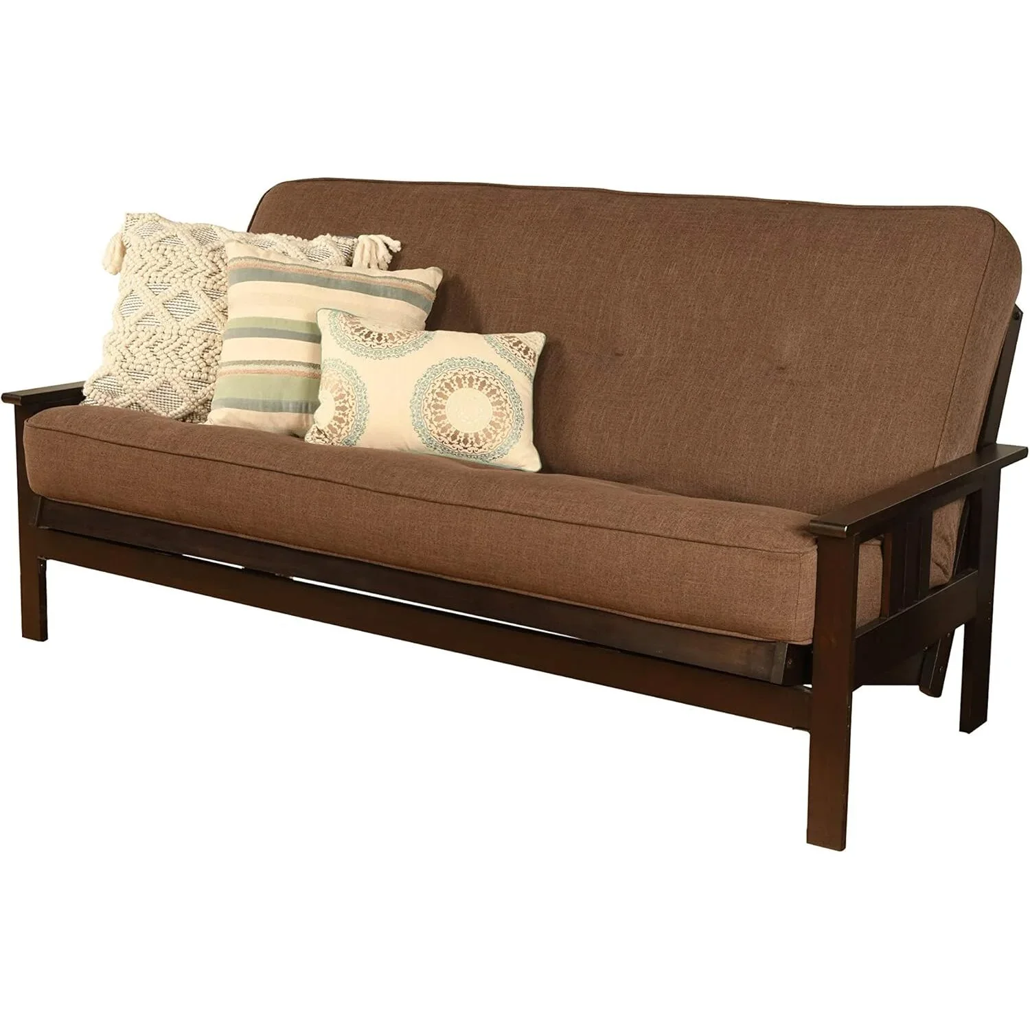 Homestock African Artifacts Full Size Futon Frame Set with Mattress, Easily Converts to Bed, Versatile Design Futon Frame for All Spaces, 33"H x 79"L x 37"D-Color:Linen Charcoal,Size:Barbados - Image 119