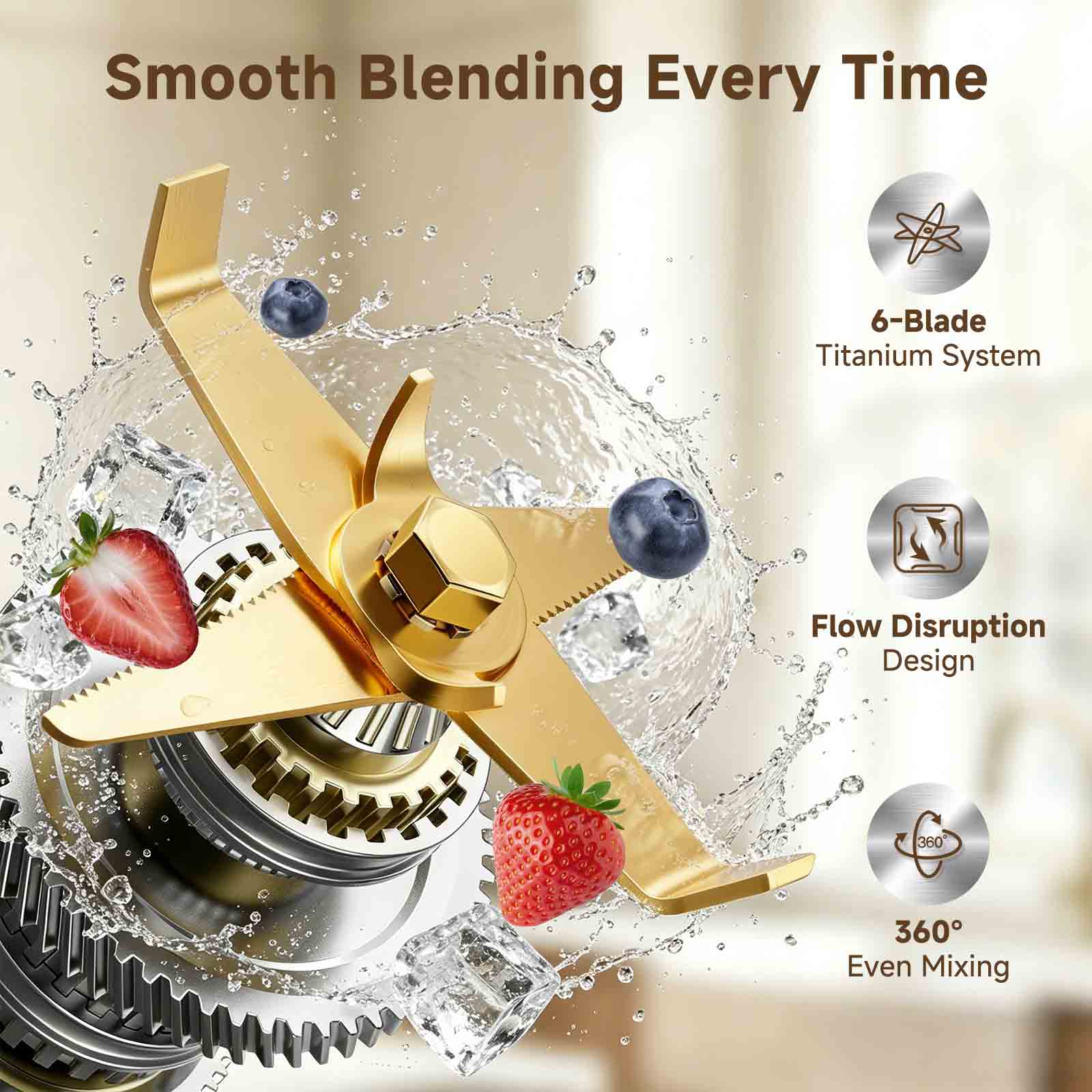 Amzchef 1800W Countertop Blender with 6-Blade | 68oz BPA-Free Pitcher - Image 3