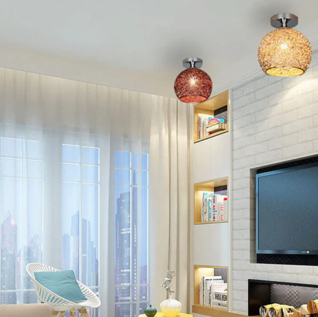 Stylish Ceiling Light Fixture with Open Sphere Design - Image 14