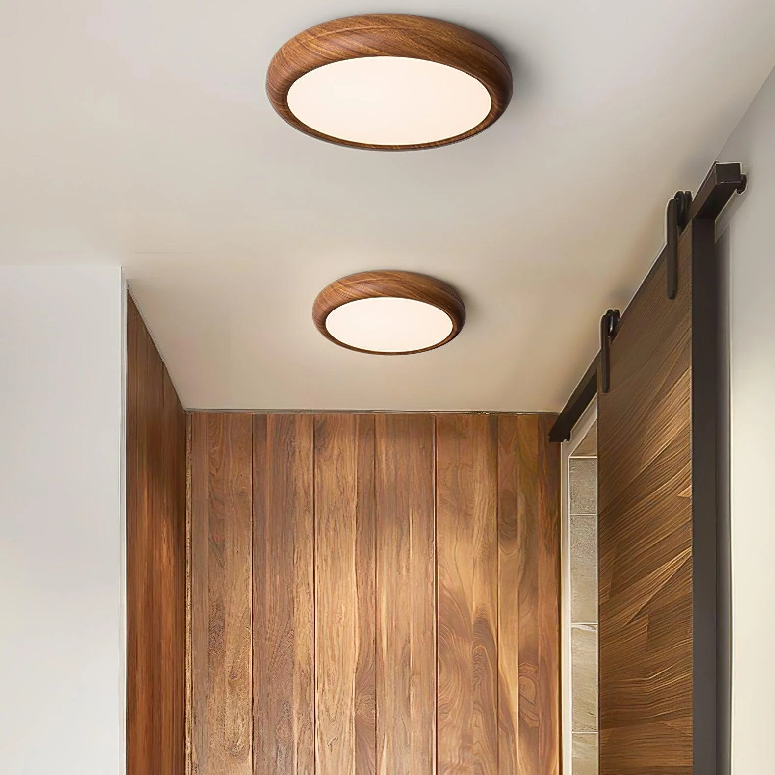 Elegant Wood-Look Flush Mount Ceiling Lamp for Cozy Spaces