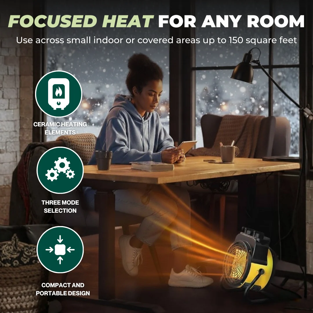 Portable Electric Space Heater with Thermostat and 3 Heat Modes