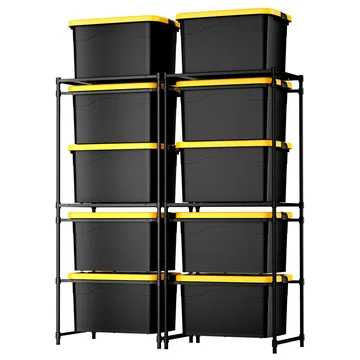 WORKPRO 2 Pack 250 LBS 5-Tier Bin Storage Rack for 27-Gallon Totes, Heavy Duty Metal Shelving Units for Garage, Basement, Pantry, Kitchen, Workspace, or Laundry Room, 30.5" x 22.5" x 69", Black